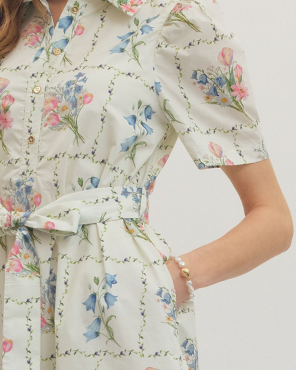 Collared Floral Midi Dress Dresses in at Wrapsody