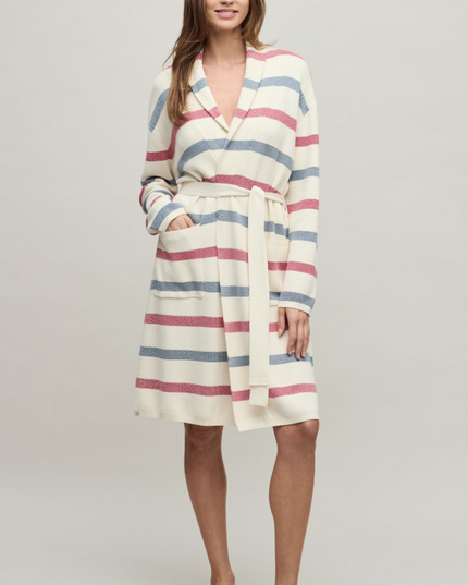 Barefoot Dreams Cotton Stripe Cream Multi Robe