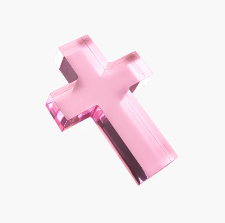 Acrylic Weight Cross Small Pink Home Decor in at Wrapsody