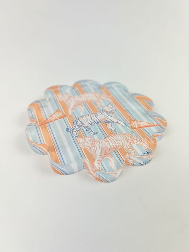 Tigers Scalloped Acrylic Coaster Home Decor in  at Wrapsody