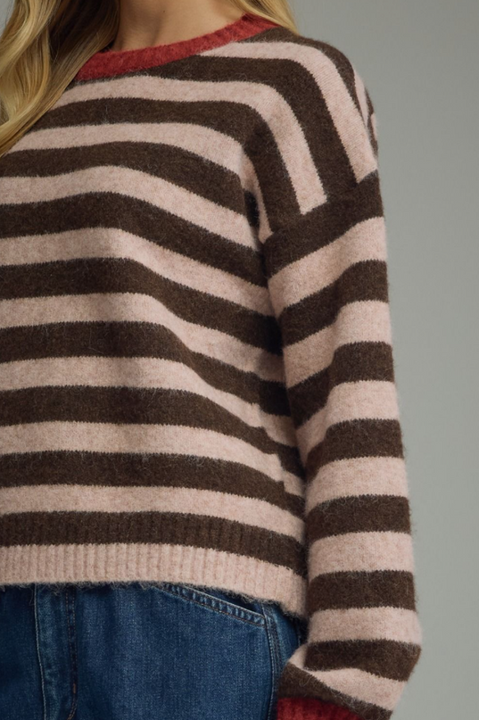 Brown and Red Striped Sweater