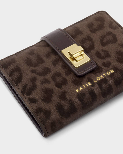 Orin Twist Lock Wallet in Chocolate Leopard