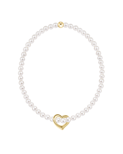 eGirl Classic Pearl 3mm Love Charm Bracelet