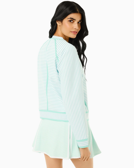 Bainbridge Stripe Sweatshirt in Jelly Mint/White Activewear in at Wrapsody
