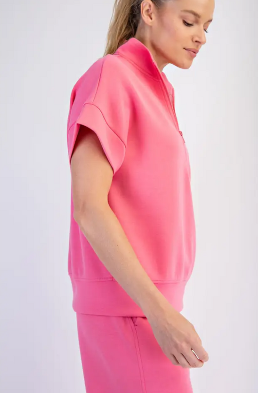 Modal Brink Pink Quarter Zip Pullover - Plus Size