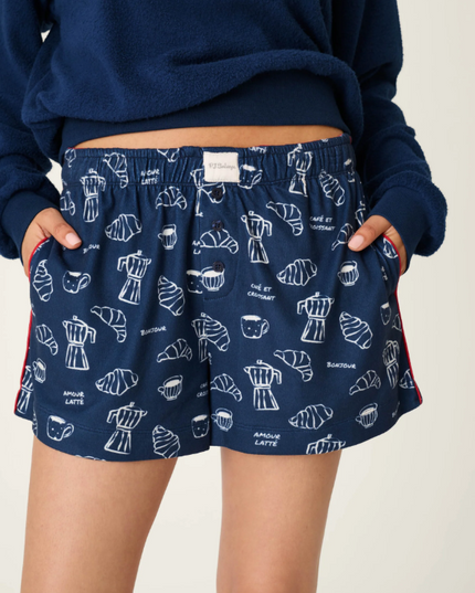 PJ Salvage Bonjour Babe Navy Shorts Loungewear in at Wrapsody