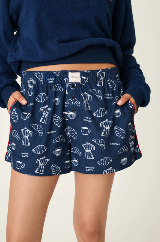 PJ Salvage Bonjour Babe Navy Shorts Loungewear in at Wrapsody