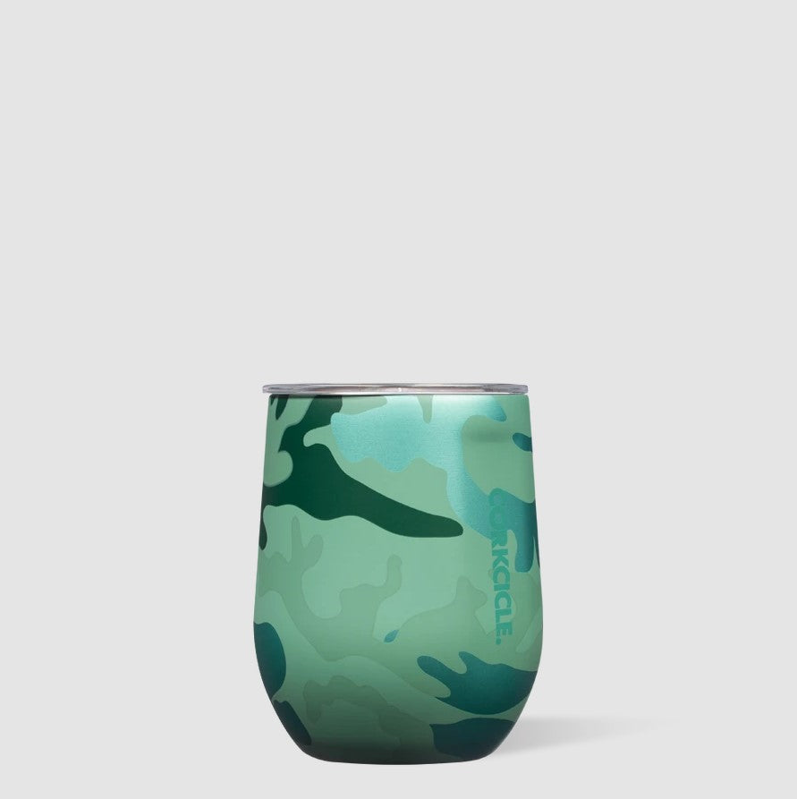 Corkcicle Stemless Wine 12oz Drinkware in Jade Camo at Wrapsody