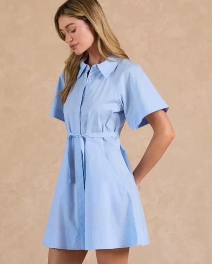 Dress Mini Collared BttnUp Pale Blue Dresses in at Wrapsody
