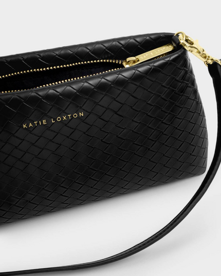 Nova Small Shoulder Bag in Woven Black