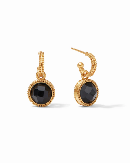 Julie Vos Fleur-de-Lis Hoop & Charm Earring Earrings in Obsidian Black at Wrapsody