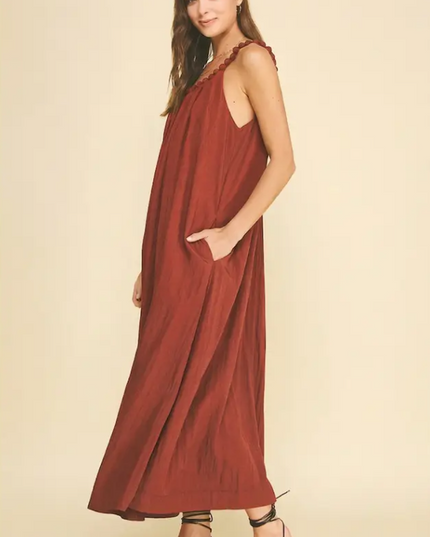 Knotted Rust Midi Dress