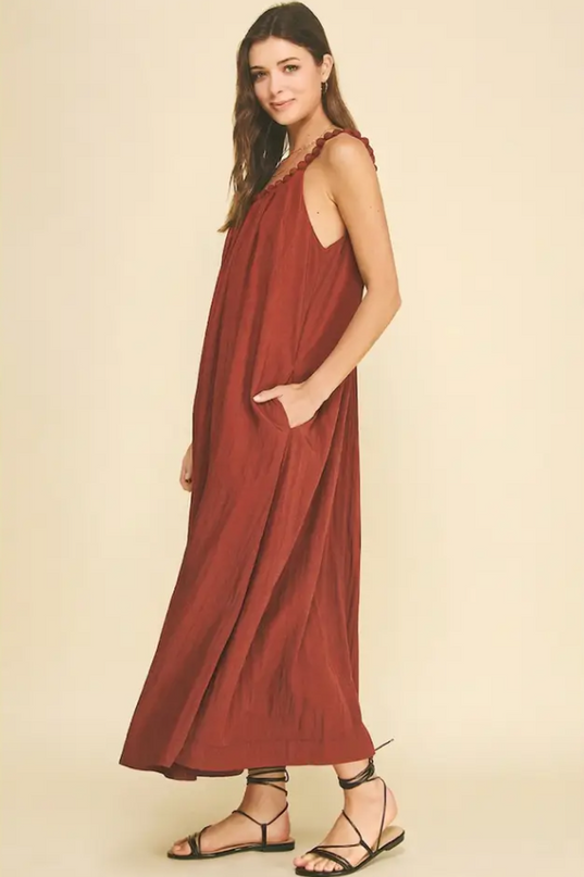 Knotted Rust Midi Dress
