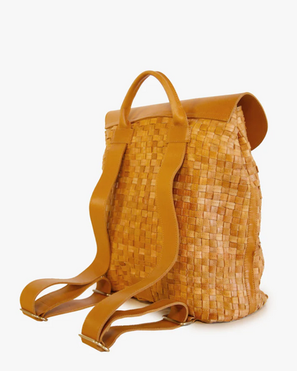 Able Elsa Basketweave Backpack in Cognac Backpacks in  at Wrapsody