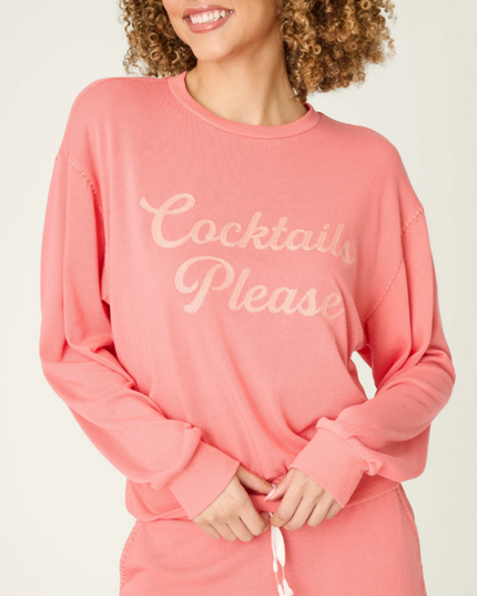PJ Salvage Cocktails Please Sunset Rose Pullover Loungewear in S at Wrapsody