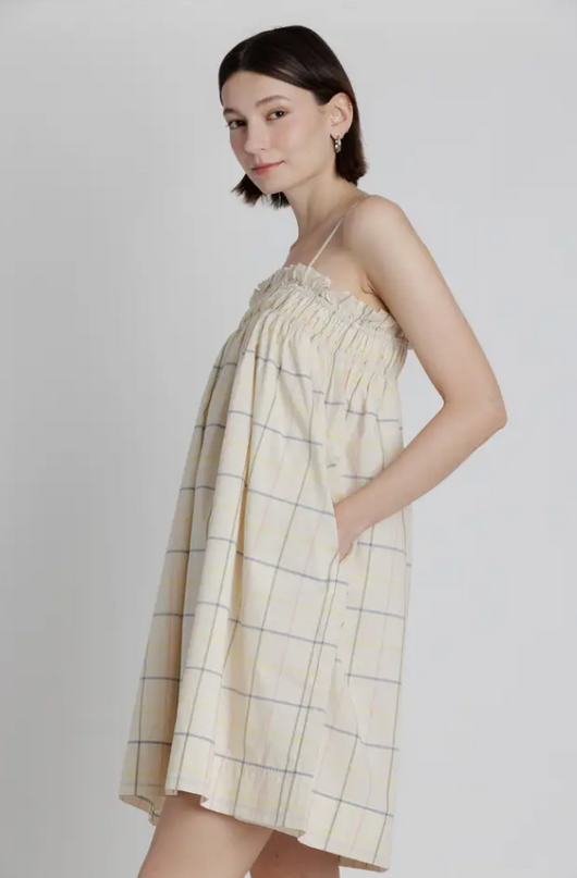 Multicolor Grid Print Mini Dress Dresses in at Wrapsody