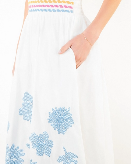 Floral Embroidered Midi Skirt