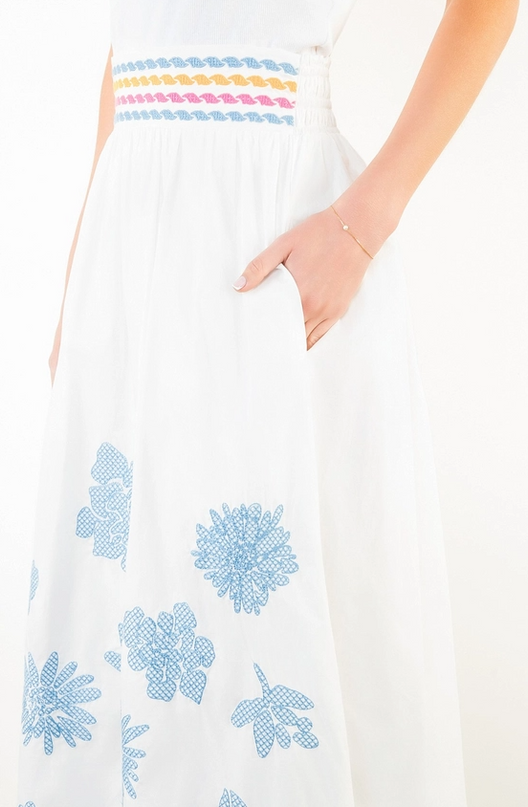 Floral Embroidered Midi Skirt