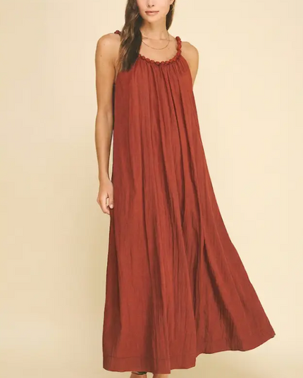 Knotted Rust Midi Dress
