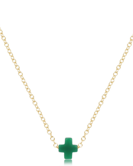 eGirl 14" Small Signature Cross Necklace - Emerald