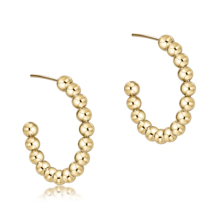 eNewton 4mm Beaded Classic 1.25" Post Hoop Earrings in  at Wrapsody