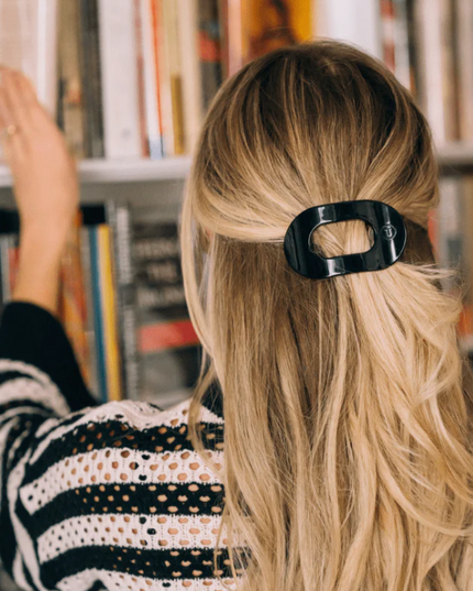 Teleties Flat Clip Round Small - Black Hair Accessories in at Wrapsody