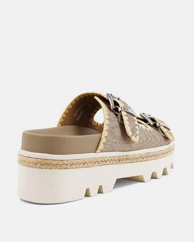 Laura Sandals - Gold Woven Shoes in  at Wrapsody