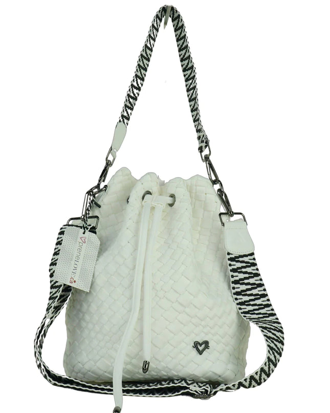 PreneLove Banff Woven Bucket Bag Totes in White at Wrapsody
