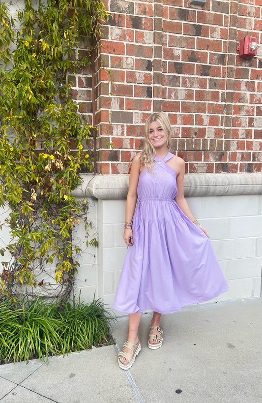 Dress Midi Cinch Lavender Dresses in S at Wrapsody