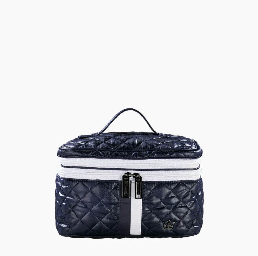 Oliver Thomas Not a Trainwreck Case Cosmetic Bags in Dark Navy/White Stripe at Wrapsody