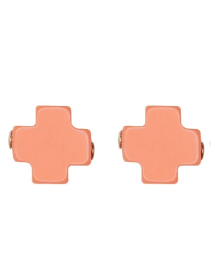 Enewton Signature Cross Stud Earrings in Coral at Wrapsody