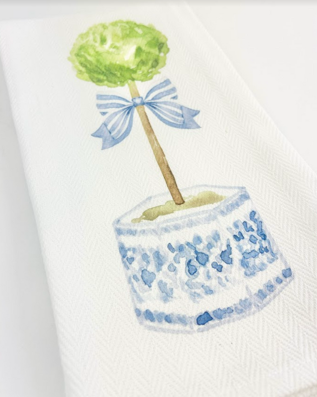 Topiary Single Herringbone Towel Kitchen Towels in  at Wrapsody