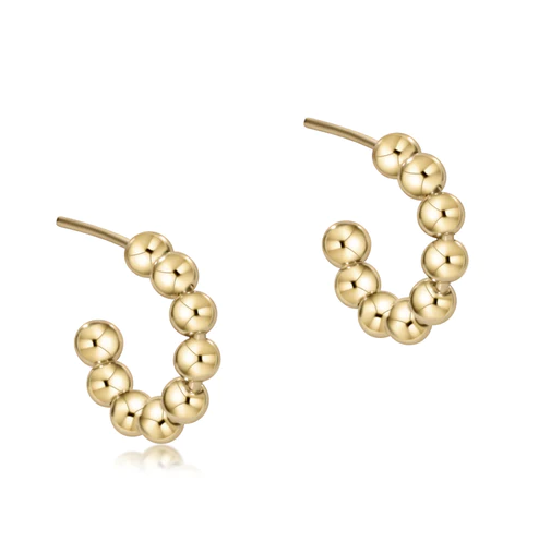 eNewton 4mm Beaded Classic 1" Post Hoop Earrings in  at Wrapsody