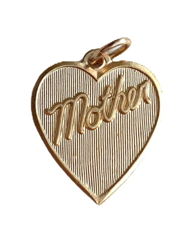 Mother Gold Heart Charm Charm in  at Wrapsody