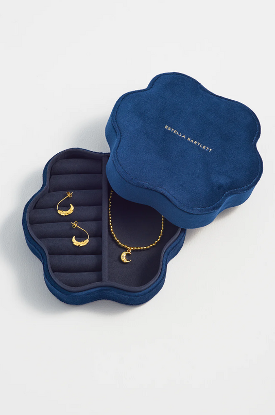 Wavy Navy Velvet Box Travel Accessories in  at Wrapsody