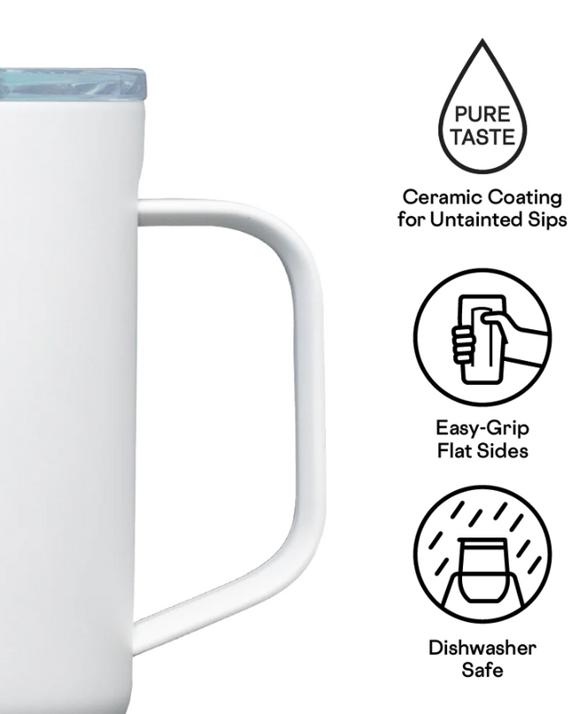 Corkcicle 16oz Mug - Ceramic White/Powder Blue Drinkware in  at Wrapsody