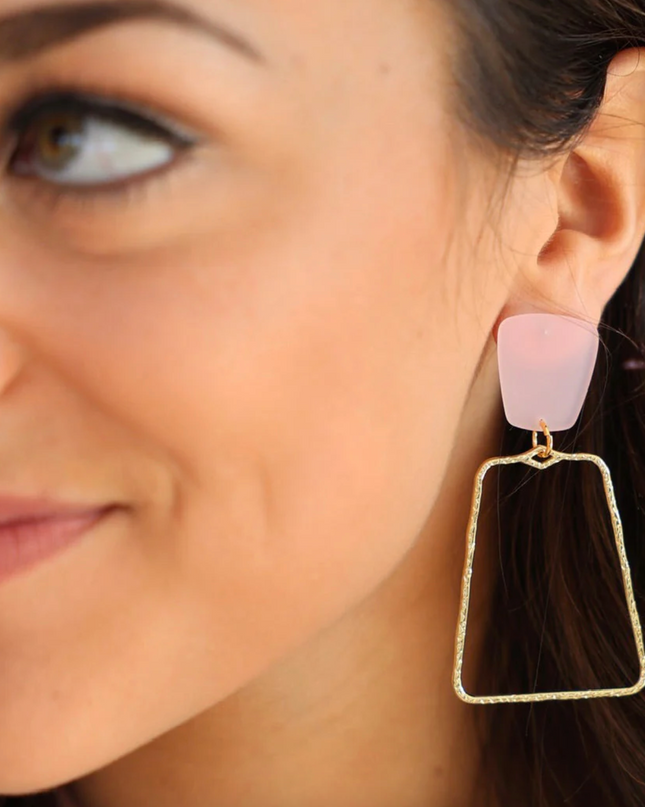 Kaelyn Gold Earring Earrings in Baby Pink at Wrapsody