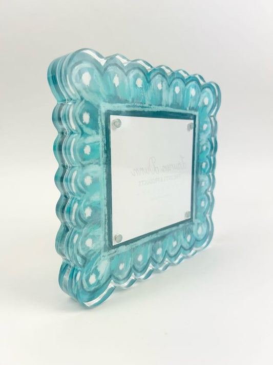 Teal Scallops Acrylic Frame Picture Frames in  at Wrapsody