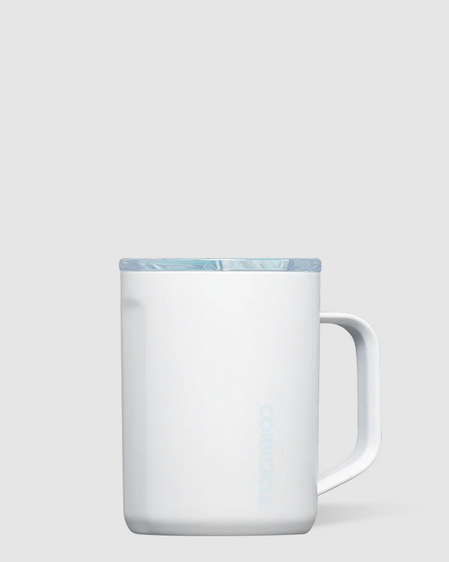 Corkcicle 16oz Mug - Ceramic White/Powder Blue Drinkware in  at Wrapsody