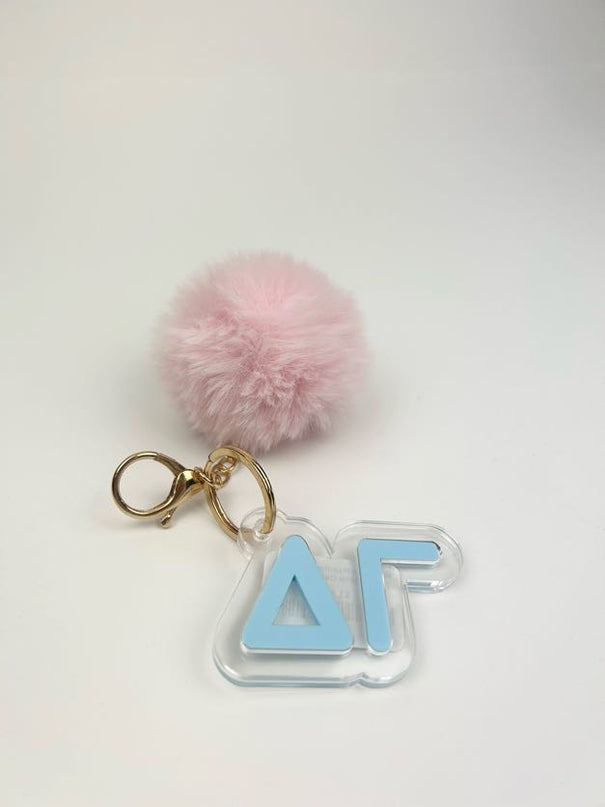 PomPom Acrylic Keychain Greek in Delta Gamma at Wrapsody