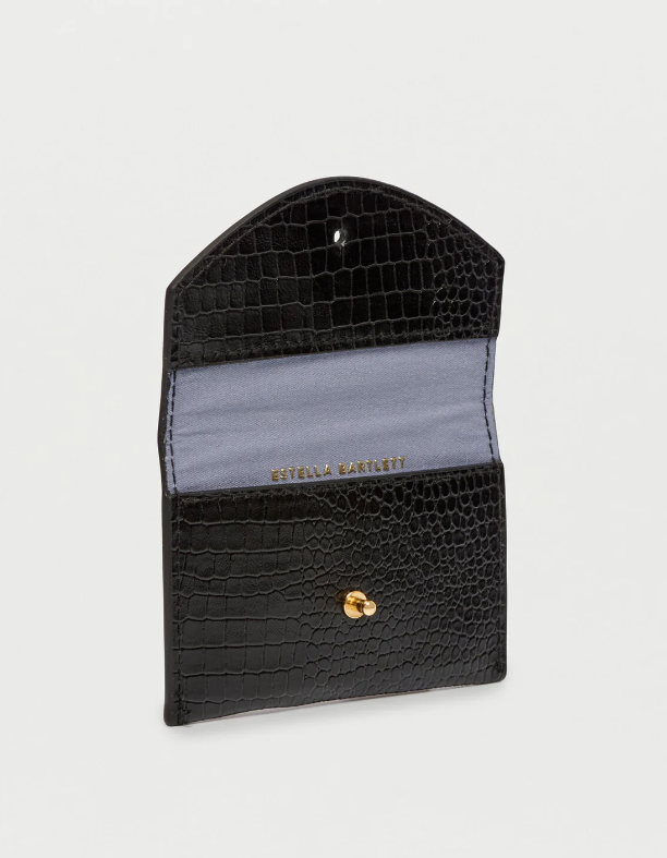 Estella Bartlett Envelope Card Holder Black Croc Wallets in  at Wrapsody