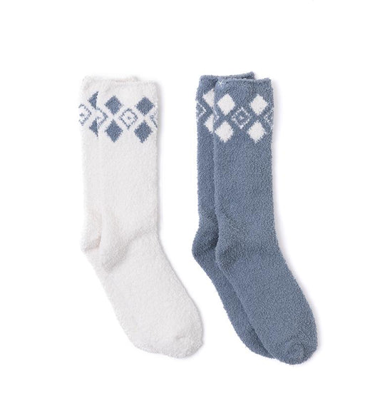 Barefoot Dreams CozyChic Women's Pattern Sock Set Loungewear in Cream/Dusk at Wrapsody