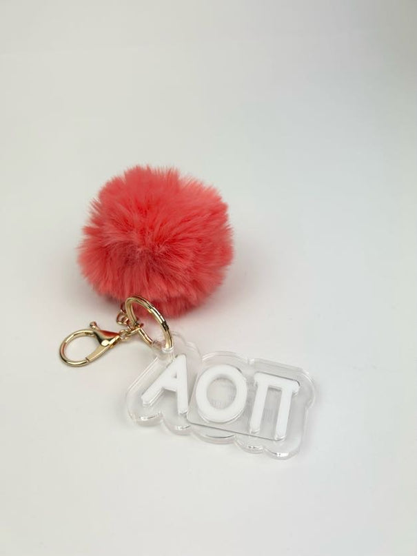 PomPom Acrylic Keychain Greek in Alpha Omicron Pi at Wrapsody