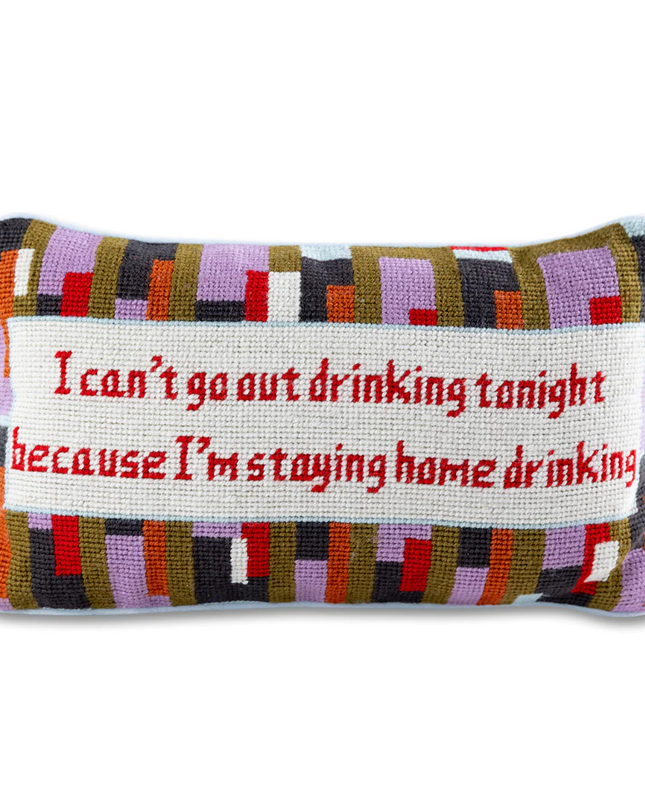 Can't Go Out Needlepoint Pillow Pillows in  at Wrapsody