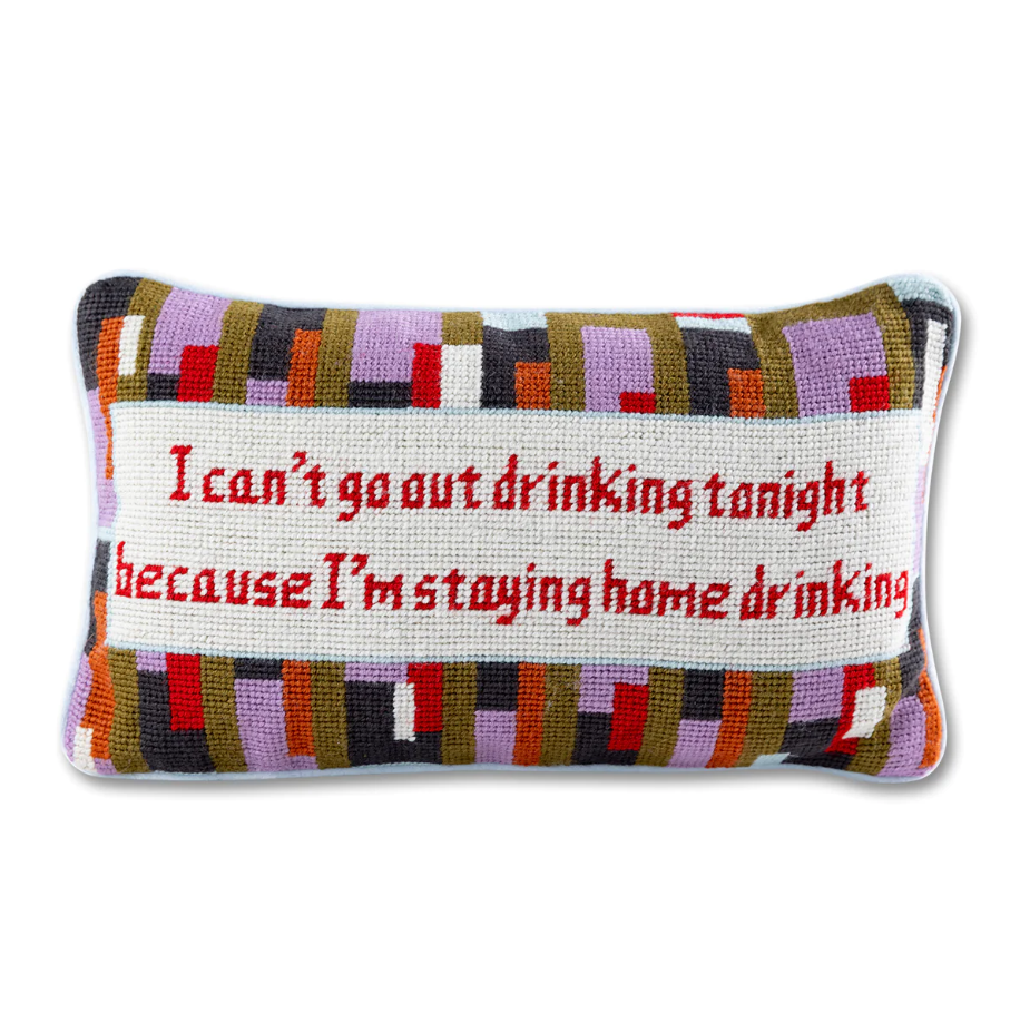 Can't Go Out Needlepoint Pillow Pillows in  at Wrapsody