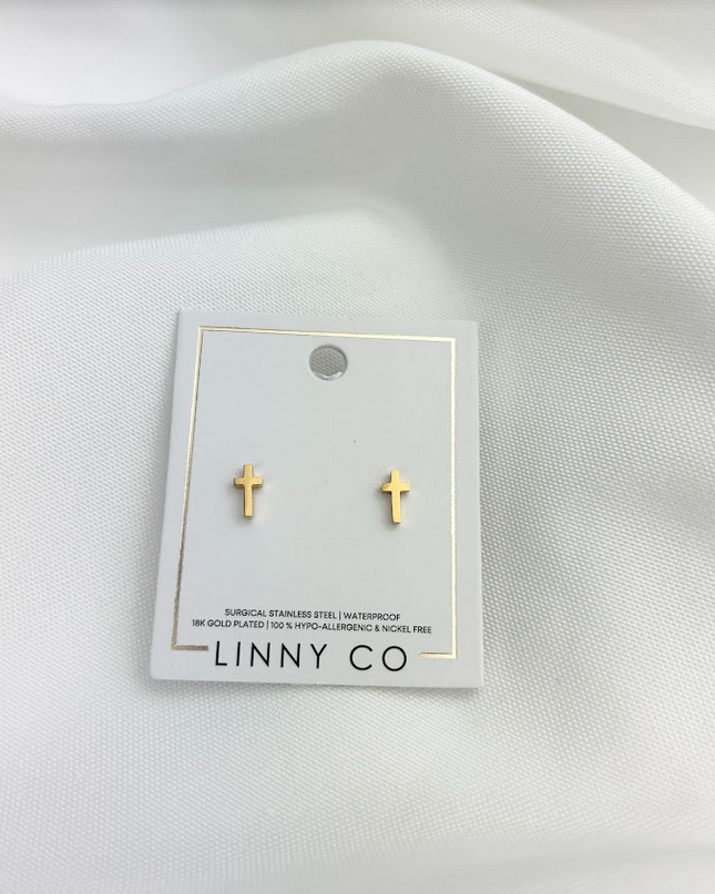 Catherine Cross Stud Earrings in  at Wrapsody