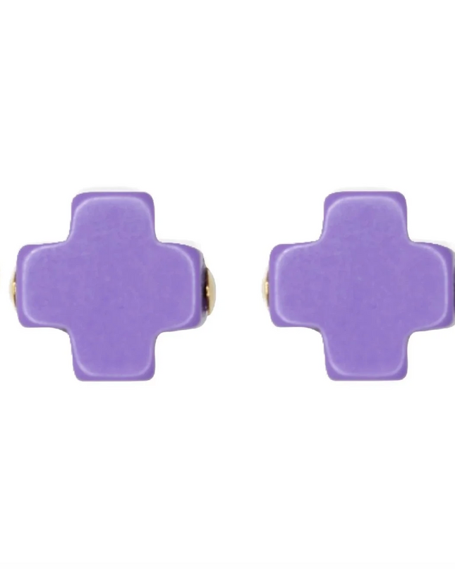 Enewton Signature Cross Stud Earrings in Purple at Wrapsody