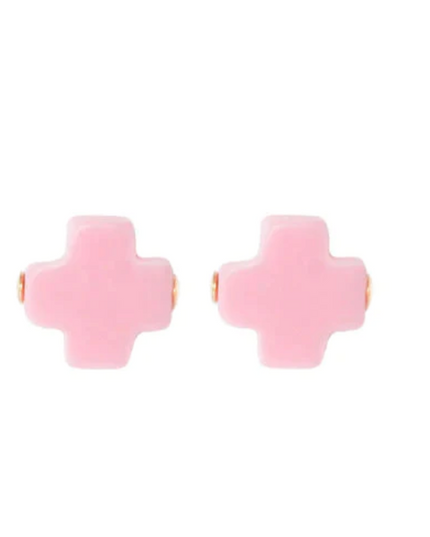 Enewton Signature Cross Stud Earrings in Pink at Wrapsody