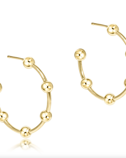 eNewton 4mm Beaded Simplicity  1" Post Hoop Earrings in  at Wrapsody