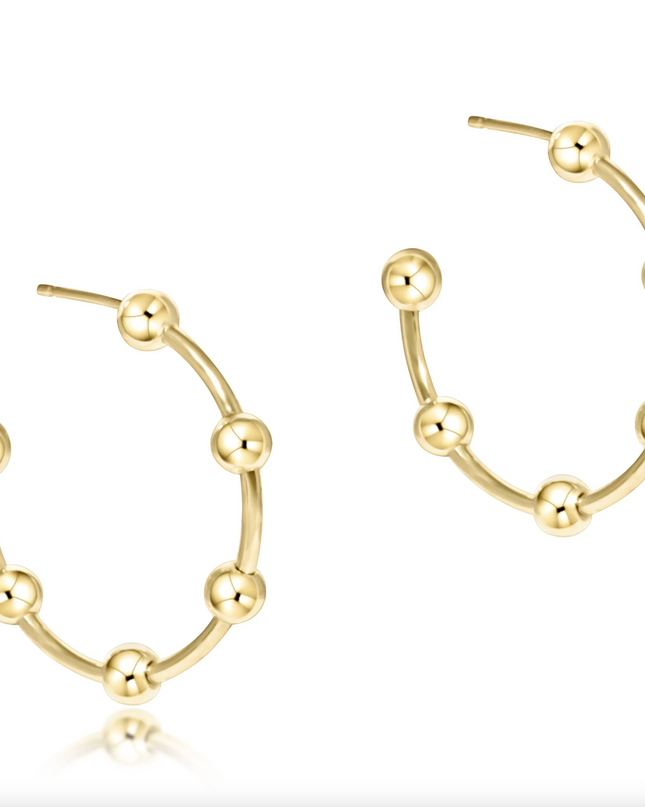 eNewton 4mm Beaded Simplicity  1" Post Hoop Earrings in  at Wrapsody